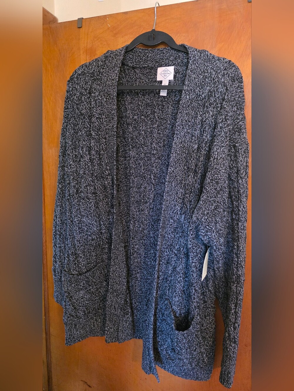 NEW St Johns Bay Marled Black and White Open-Front Cardigan Size 2X